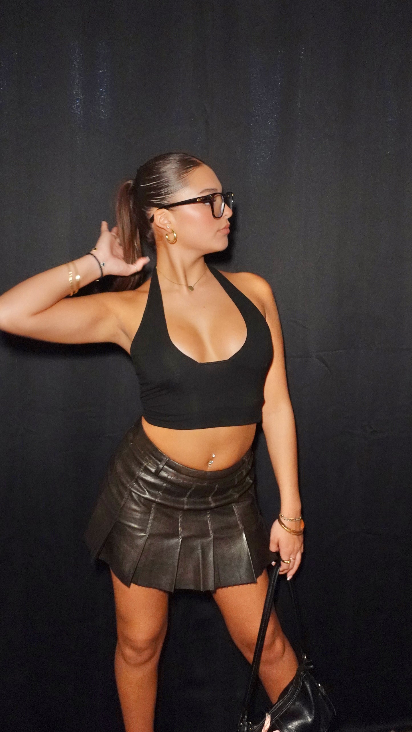 Sydney Leather Pleated Skirt